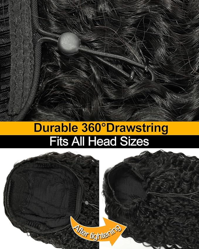 BEEOS Curly Half Wig Human Hair 16 Inch, 180% Density Drawstring Seamless Flip Over Glueless Half Wigs for Women, No Smell Beginner Friendly