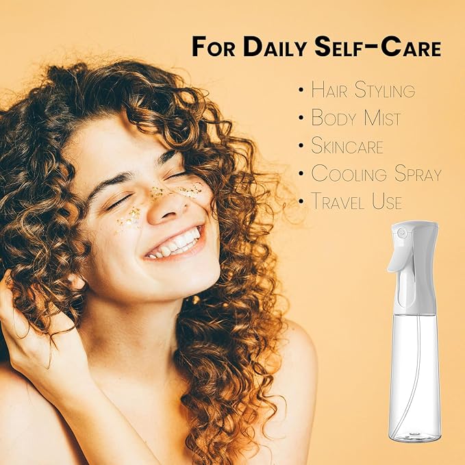 Mistifi Continuous Ultra Fine Mist Spray Bottle – Refillable Water Mister for Hair, Hairstyling, Barber, Salon, Plants, Cleaning, Skincare – (350ml 2Pcs, Transparent bottle)