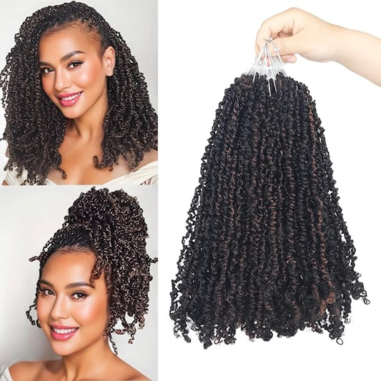 Yanky Twist Crochet Hair, PILLUGER Yaki Twists Hair Micro Spring Twist Braids,9 Packs Pre-looped passion Twist Brown Senegalese With Curls Crochet Synthetic Hair Extensions(1B/H/30)