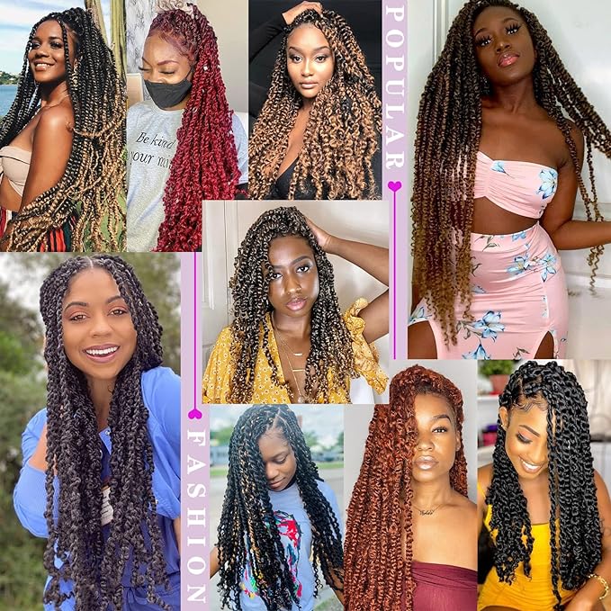 Dorsanee Ombre Brown Passion Twist Hair 14 Inch 7 Packs Water Wave Crochet Hair Long Bohemian Curly Braiding Hair for Butterfly Locs, Faux Locs, Boho Style Spring Twist Crochet Braids (T30#)
