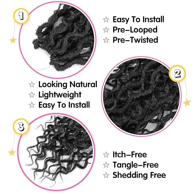 Fulcrum Goddess Locs Crochet Hair 16 Inch, 8 Packs New Faux Locs Crochet Hair for Black Women, Crochet locs with Curly Ends (16Inch (Pack of 8), 1B#)