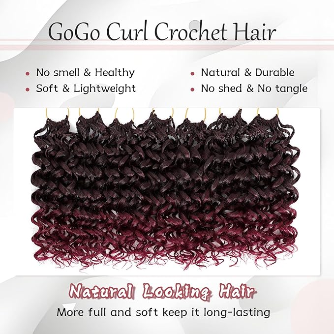 7 Packs Gogo Curl Crochet Hair for Women 8 Inch Pre-Twisted Curly Crochet Hair Deep Ocean Beach Curl Crochet Braids Synthetic Braiding Hair Extensions (8 Inch, 1B/Bug)