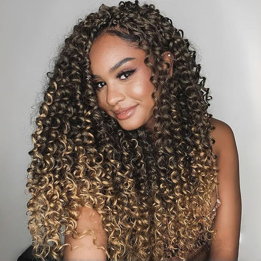 Vomella 8 Packs 14 Inch Curly Crochet Hair for Black Women Short Water Wave GoGo Curl Crochet Hair Beach Curl Synthetic Deep Twist Crochet Hair Extensions(T27#)