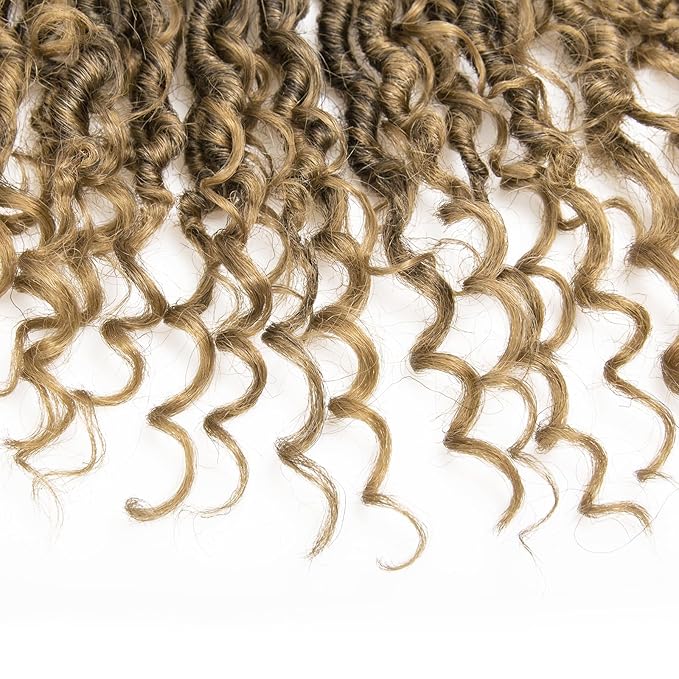 Goddess Locs Crochet Hair Short Curly Faux Locs 12Inch Pre-looped River Locs Hippie Locs Bohemian Crochet Braids for Black Women 4Packs(1B/27, 12inch)