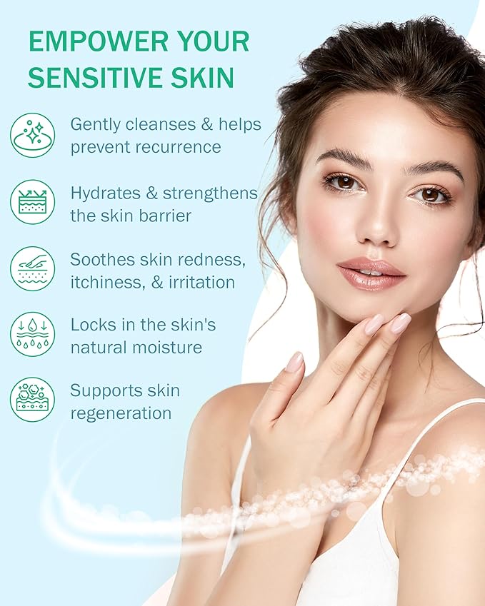 Eczema Cream Body Wash Sensitive Skin for Women & Men - Moisturising Bodywash with Colostrum & Colloidal Oatmeal bath - Gentle Cleanser for Dry Skin, Redness & Irritation, 16 fl oz, Made in USA