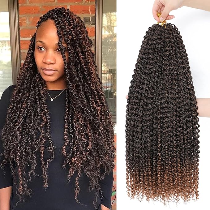Dansama Passion Twist Hair Water Wave Braiding Hair for Butterfly Style Crochet Braids Bohemian Hair Extensions (24inch (Pack of 7), T1B/30)