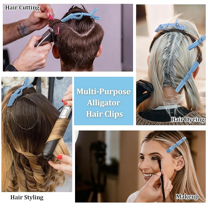 30 Pack Alligator Hair Clips for Styling, Sectioning Crocodile hair Clips Professional Barber Accessories for Salon of Thick Curly Volume Hair (Blue)