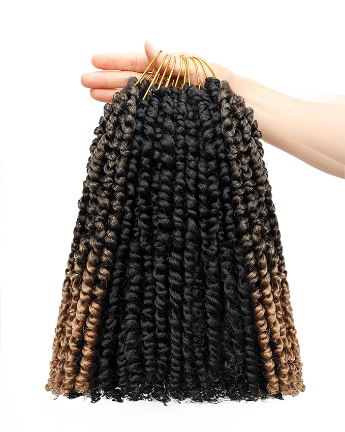 14 Inches 8 Packs Passion Twist Crochet Hair-Mixed Color Combo Pack(6 packs 1B+2 packs T1B/27),Pre-twisted Pre Looped Super Soft & Bouncy Synthetic Hair Extensions For Black Women(14"-8 Packs,1B+T27)