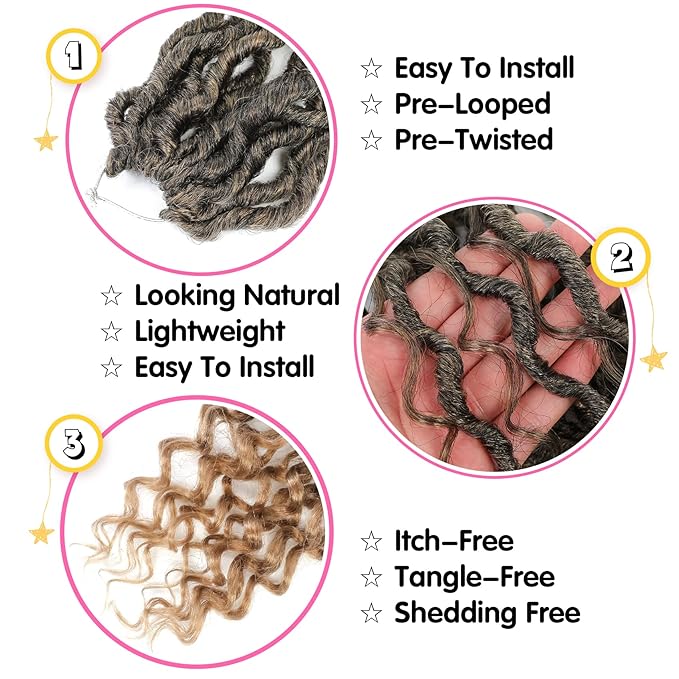 Fulcrum Goddess Locs Crochet Hair 18 Inch, 8 Packs New Faux Locs Crochet Hair for Black Women, Crochet locs with Curly Ends (18Inch (Pack of 8), T27#)