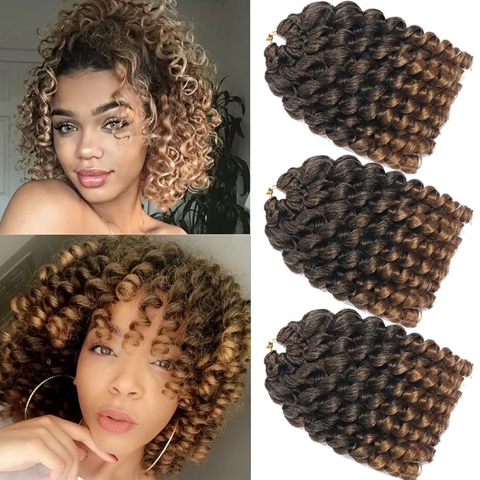3 Packs 2X Ringlet Wand Curl Jamaican Bounce Crochet Hair 8 inch Afro Curly Crochet Hair Extensions Crochet Braiding Hair 60 Strands