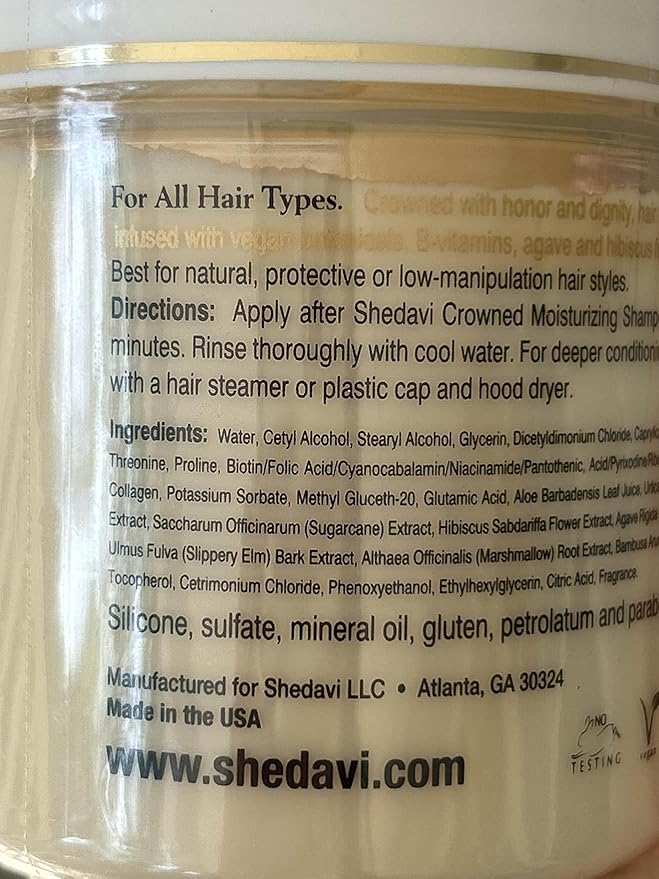 Shedavi Hair Masque - Protein Treatment with Keratin Building Aminos for Dry, Damaged Hair