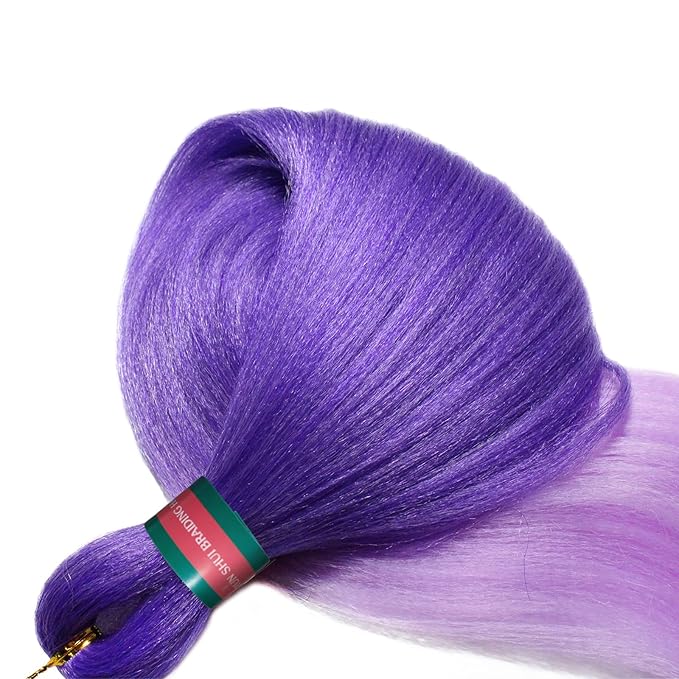 Purple Mix Pre stretched Braiding Hair 2 Packs Pre feathered Braid Hair Extensions 30 Inches Hair Braids