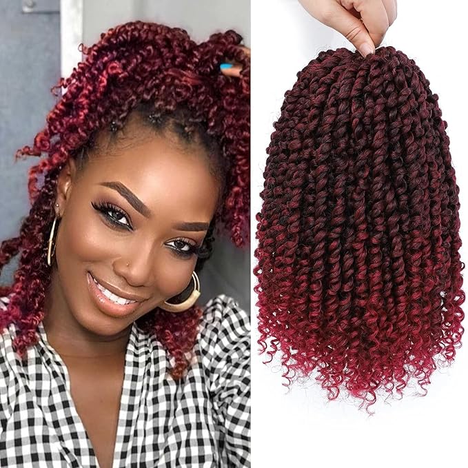 Passion Twist Hair For Kids - 8 Packs 6 Inch Passion Twist Crochet Hair For Women, Crochet Pretwisted Curly Hair Passion Twists Synthetic Braiding Hair Extensions(6 Inch 8 Packs, TBUG)