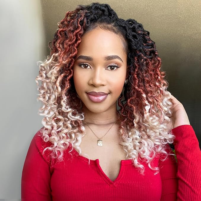 Fulcrum Goddess Locs Crochet Hair 10 Inch, 8 Packs New Faux Locs Crochet Hair for Black Women, Crochet locs with Curly Ends (10Inch (Pack of 8), 1B/30/613#)