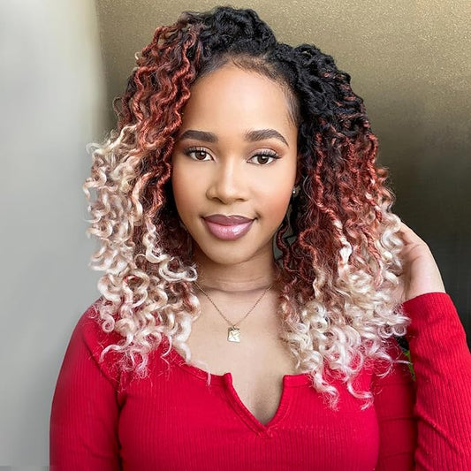 Fulcrum Goddess Locs Crochet Hair 10 Inch, 8 Packs New Faux Locs Crochet Hair for Black Women, Crochet locs with Curly Ends (10Inch (Pack of 8), 1B/30/613#)