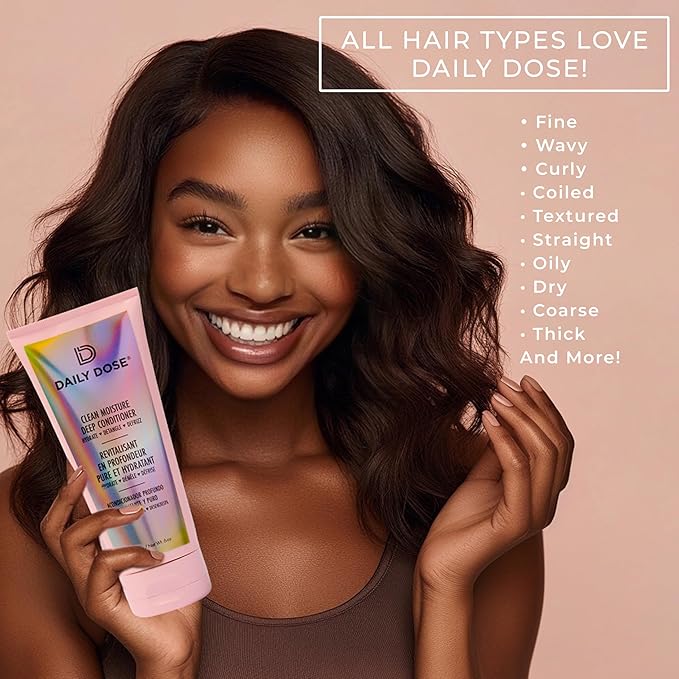 DAILY DOSE Deep Conditioner Hair Mask/Masque - Treatment for Dry, Damaged & Colored Treated Hair - Paraben Free, Phthalates Free, Vegan & Cruelty Free - for All Hair Types