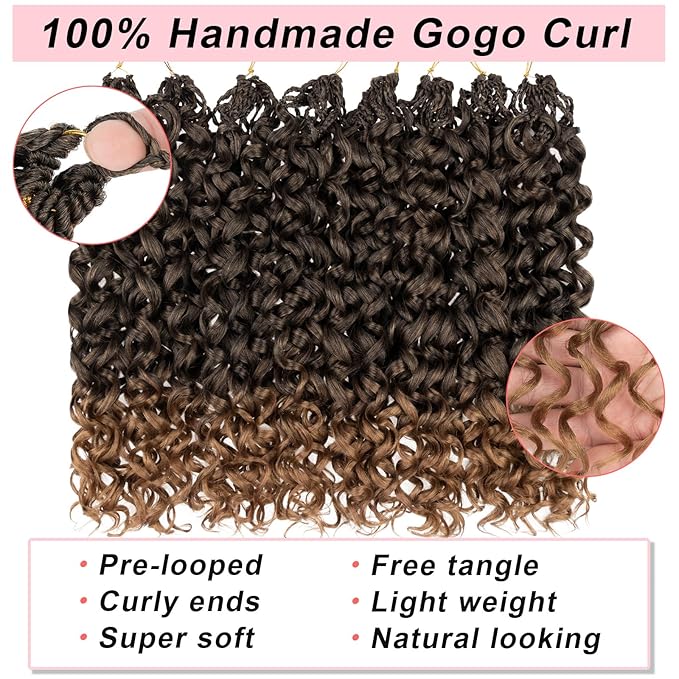 XTREND 18 Inch Gogo Curl Crochet Hair, 8 Packs, Pre-Looped Ocean Wave, Beach Curl, Bohemian Water Wave, Curly Crochet Hair, Box Braids, Synthetic Braiding Hair Extensions (16Strands/pack, T27#)