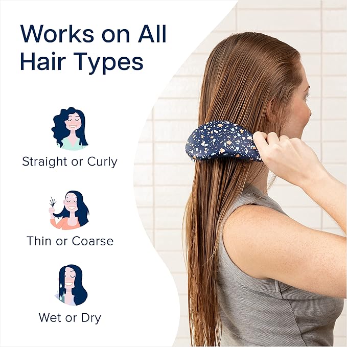 Crave Naturals Glide Thru Detangling Hair Brushes for Women - Detangler Brush for Curly or Straight, Wet or Dry Hair - Gentle on Tangles Comb - 7.5x3-Inch, Turquoise and Terrazzo (Pack of 2)