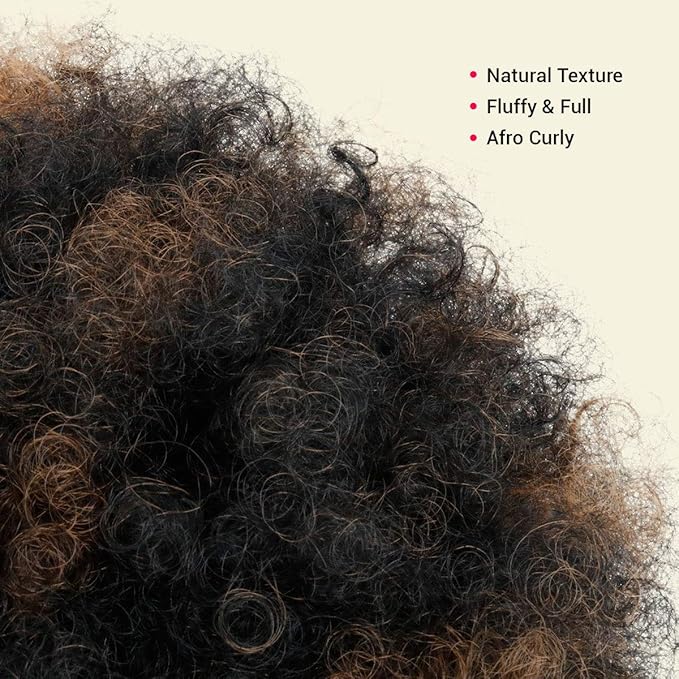 GLAM21USA Afro Puff Drawstring Ponytail Retro Kinky Curly Ponytail Wig Clip in Bun Hair Piece for Black Women Synthetic Hair Extension (LARGE, FS1B/30)