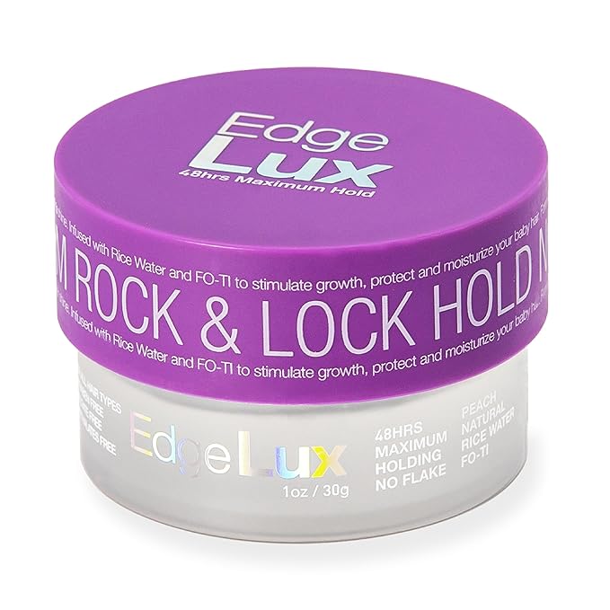Edge Lux Peach Edge Control Gel with Castor Oil, Keratin, Biotin, and Olive Oil - 48 Hour Maximum Hold, Non-Flaking, Non-Greasy, Scented, Conditioning Styling Gel for All Hair Types, 1 Ounce