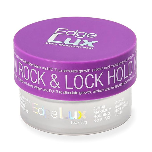 Edge Lux Peach Edge Control Gel with Castor Oil, Keratin, Biotin, and Olive Oil - 48 Hour Maximum Hold, Non-Flaking, Non-Greasy, Scented, Conditioning Styling Gel for All Hair Types, 1 Ounce