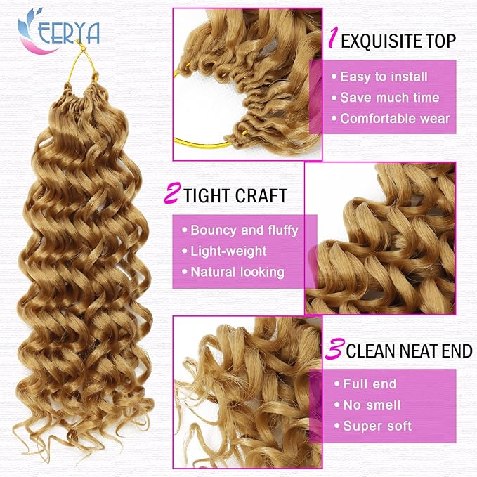 7 Packs GoGo Curl Crochet Hair 12 Inch Short Curly Crochet Hair for Women Deep Wave Beach Curl Crochet Braids Synthetic Braiding Hair Extensions(12 Inch, #27)