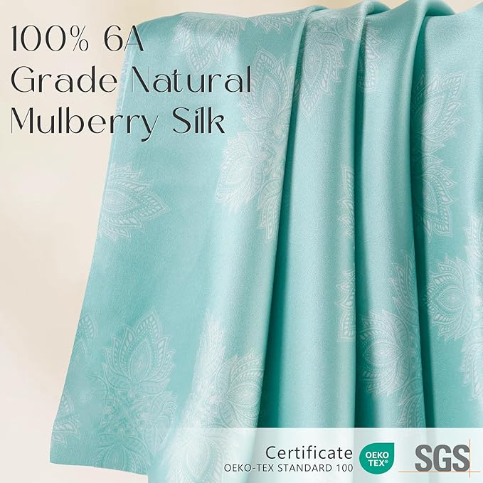 ZIMASILK 100% Pure Mulberry Silk Pillowcase for Hair and Skin Health, Soft and Smooth, Both Sides Premium Grade 6A Silk, 600 Thread Count, with Hidden Zipper, 1pc (Standard 20"x26", Mint Green)