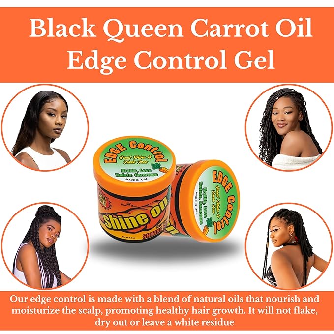 Black Queen 4C Edge Control Gel – Extreme Hold, Flake-Free & Alcohol-Free – Made in USA – 5.6 oz Bonus Size for Braids, Twists & Locs
