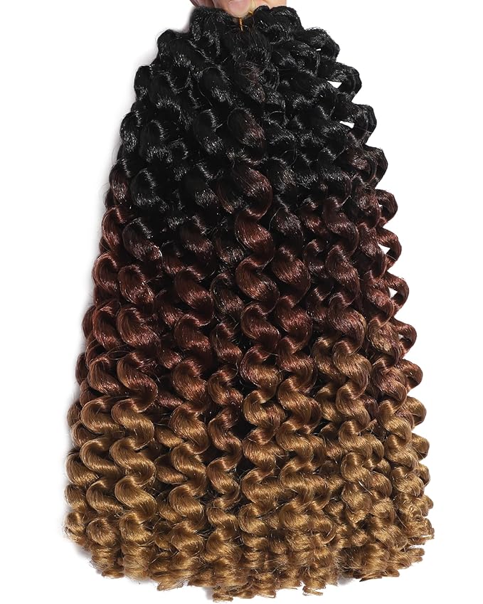 12Inch 2X Ringlet Wand Curl Crochet Hair 60 Strands Pre Looped Jamaican Bounce Crochet Hair Extensions Crochet Braiding Hair (12Inch (Pack of 3), T1/30/27)
