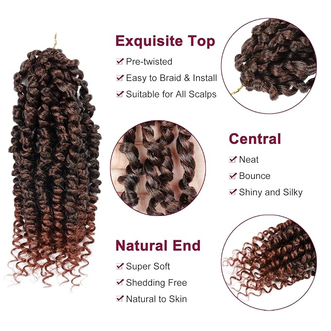 Passion Twist Hair For Kids - 8 Packs 6 Inch Passion Twist Crochet Hair For Women, Crochet Pretwisted Curly Hair Passion Twists Synthetic Braiding Hair Extensions(6 Inch 8 Packs, T350)