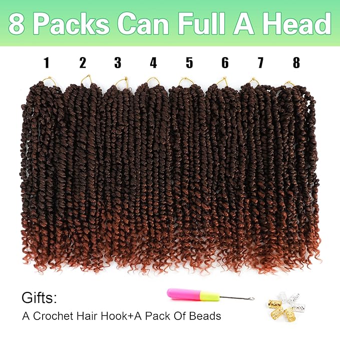 Passion Twist Crochet Hair 14Inch Passion Twist Hair 8 Packs Pre-Twisted Passion Twist Crochet Hair for Black Women Soft Passion Twist Curly Crochet Hair T350