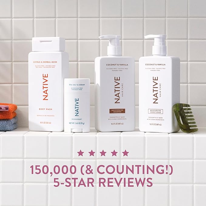 Native Vanilla & Cactus Flower 2-in-1 Shampoo & Conditioner Contain Naturally Derived Ingredients |All Hair Type Color & Treated, Fine to Dry Damaged, Sulfate & Dye Free - 2-Pack