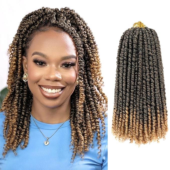 Passion Twist Hair 10 Inch 9 Packs Pretwisted Pre-Looped Crochet Braids Crochet Short Passion Twist Hair Pretwisted Hair Extension (10 Inch, T27#)