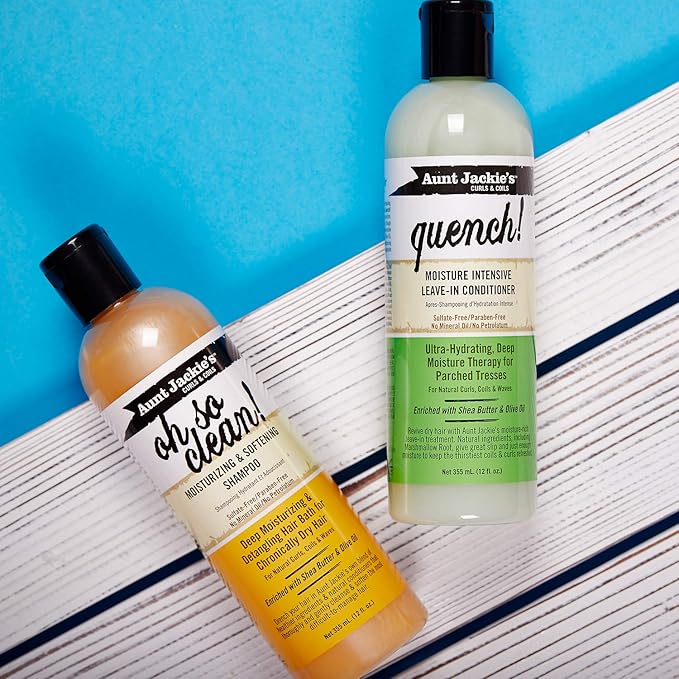 Aunt Jackie's Curls and Coils Quench Moisture Intensive Leave-In Hair Conditioner for Natural Curls, Coils and Waves, Enriched with shea Butter, 16 oz