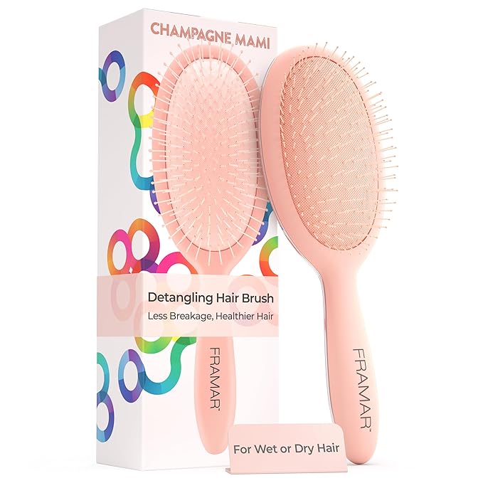 Framar Detangling Brush for Curly Hair – Hair Brushes for Women, Wet Detangler Hair Brush, Wet Hairbrush For Women, Hairbrushes, Hair Brush Detangler – Reduces Hair Breakage Champagne