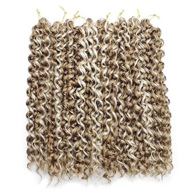 YXCHERISHAIR Curly Crochet Hair GoGo Curl Crochet hair for Women 8Packs Deep Wave Braiding hair,Synthetic Bohemian Crochet Braid Water Wave Crochet hair Extensions(P27/613, 18Inch)