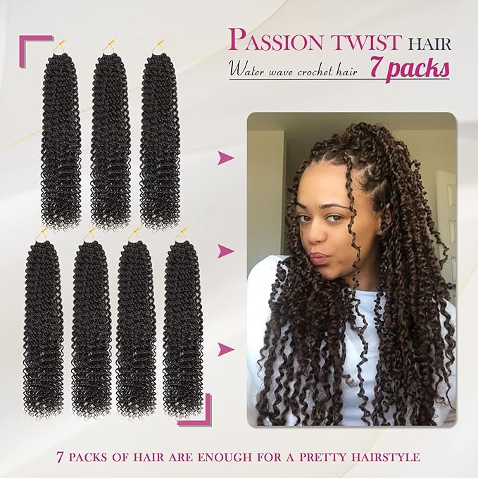 Dansama Passion Twist Hair Water Wave Braiding Hair for Butterfly Style Crochet Braids Bohemian Hair Extensions (18inch (Pack of 7), #4)
