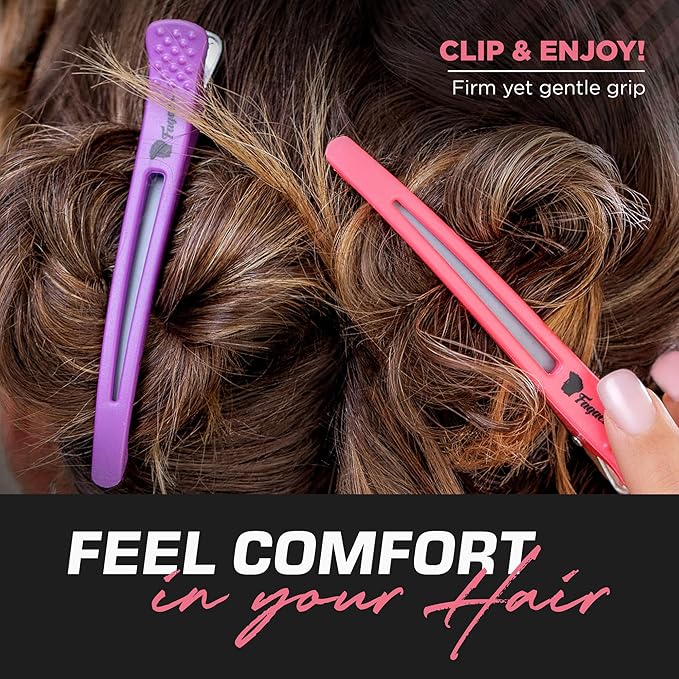 Fagaci Firm Grip Hair Clips with Silicone Band - Durable Duckbill and Alligator Clips for Sectioning, Styling, and Salon Use