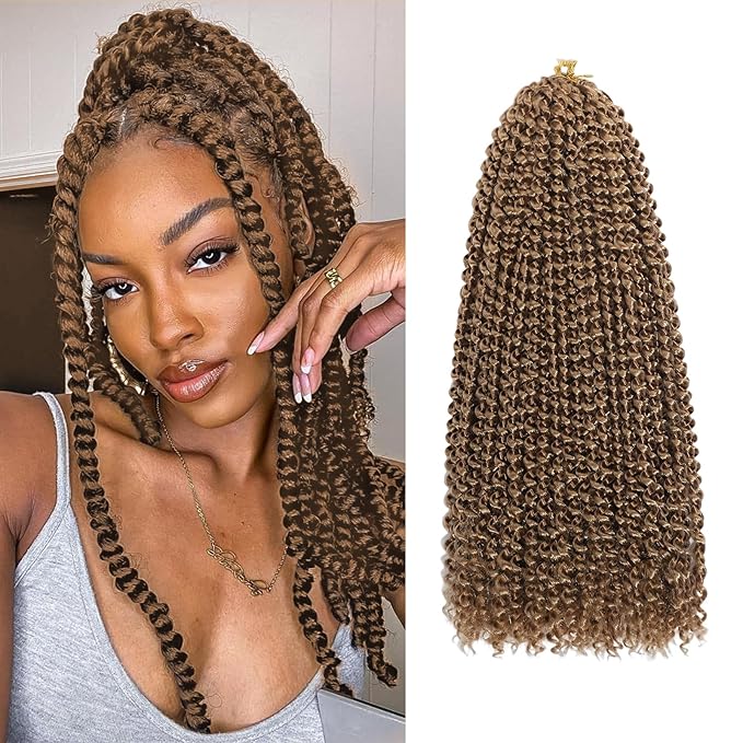Passion Twist Hair 12 Inch 8 Packs Water Wave Crochet Hair Bohemian Braiding Hair Pre Looped Crochet Braids Hair Extensions for Black Women （27#）