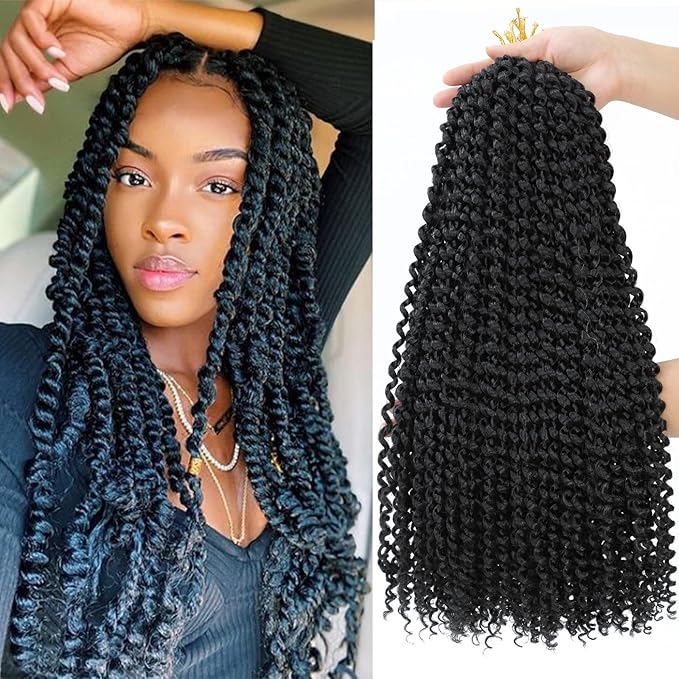 Dansama 7 Packs Passion Twist Hair Water Wave Braiding Hair for Butterfly Style Crochet Braids Bohemian Hair Extensions (22inch (Pack of 7), #1B)
