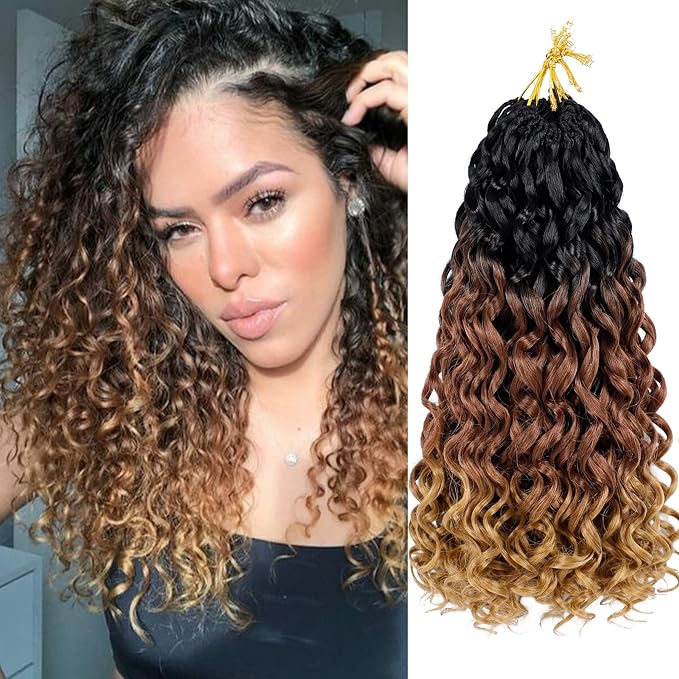 Vomella GoGo Curl Crochet Hair 8 Packs 14 Inch Water Wave Curly Crochet Hair for Women Short Beach Curl Synthetic Deep Twist Crochet Hair Extensions(1B/30/27#)