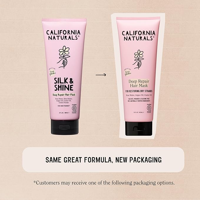 California Naturals Deep Repair Hair Mask, Paraben and Sulfate Free, Deep Conditioner for Dry, Damaged Hair, Vegan, Hydrating and Conditioning, For Curly, Frizzy, All Hair Types, 12 fl oz