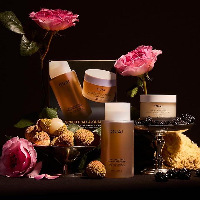 OUAI Scrub It All A-OUAI Hair Care Kit - Clarifying Shampoo & Exfoliating Body Scrub Duo - Hair Care Set with Detox Shampoo & Travel Size Body Scrub (2 Count)