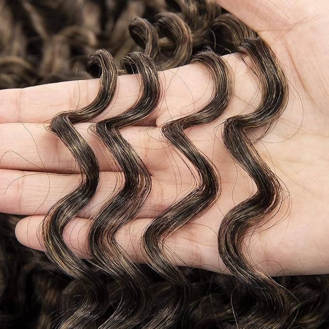 YXCHERISHAIR 8 Packs Curly Crochet Hair GoGo Curl Crochet hair for Black Women Deep Wave Braiding hair,Synthetic Bohemian Crochet Braid Water Wave Crochet hair Extensions (1B/30, 24inch)