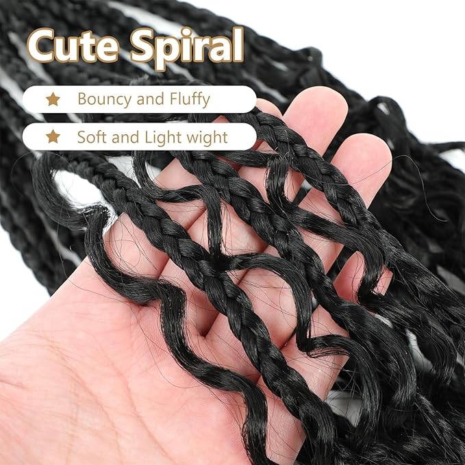 8 Packs Boho Braids Crochet Hair-8 Inch Crochet Box Braids- Bohomian Box Braid Crochet Hair Synthetic Braiding Hair Goddess Box Braids Crochet Hair for Black Women(1B)