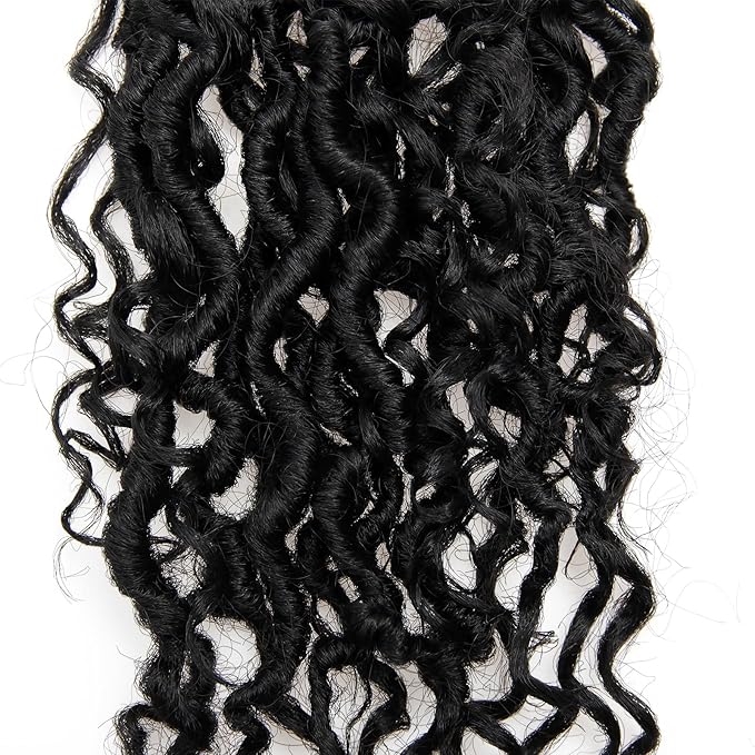 Goddess Locs Crochet Hair Short Curly Boho Faux Locs 10Inch 8Packs Pre-looped River Hippie Bohemian Loc Crochet Braids for Black Women (1B, 10inch(Pack of 8))