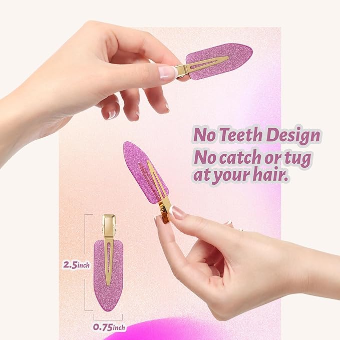 8 Pcs No bend Hair Clips No Crease Makeup Hair Clip Duckbill Clip No Dent Creaseless Alligator Hair Barrettes for Salon Hairstyle Women Girls Makeup Accessories (Acrylic Resin-PinkPink)