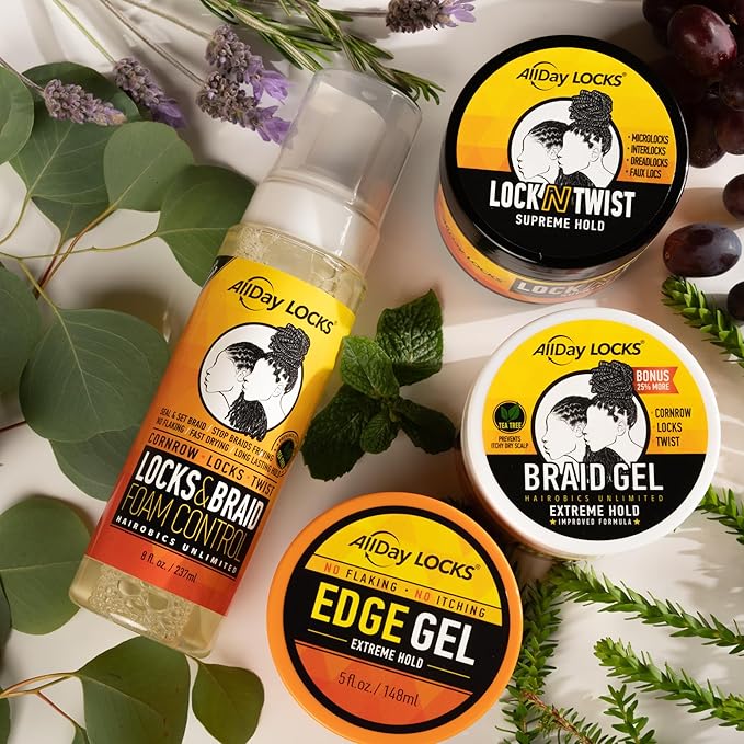 AllDay Locks Lock N Twist (10 oz) | Supreme Hold, No Frizz or Flaking | Hydrating, Nourishing Locking Gel | Grape & Avocado-Infused | Lock & Twist Braids, Locks, Twists, Cornrows | 10 oz