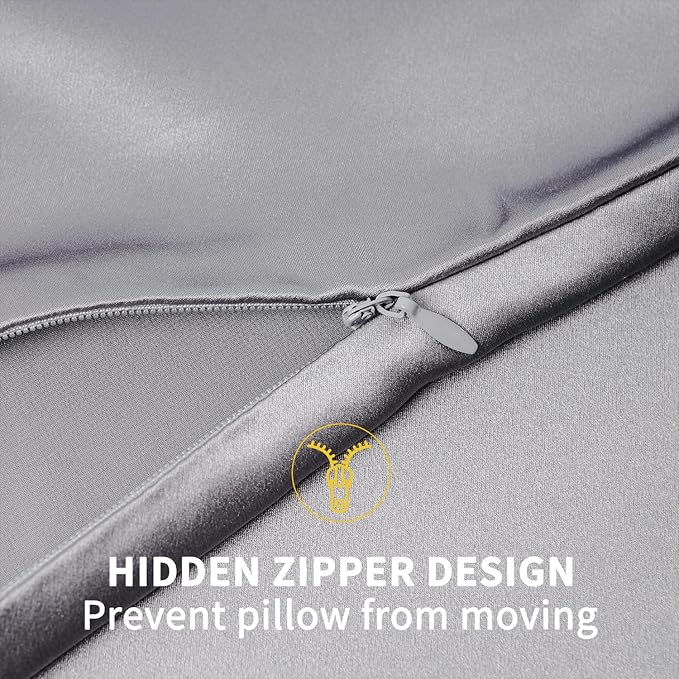 ZIMASILK 100% Pure Mulberry Silk Pillowcase for Hair and Skin Health,Soft and Smooth,Both Sides Premium Grade 6A Silk,600 Thread Count,with Hidden Zipper,1pc(Standard 20''x26'',Silver Grey)