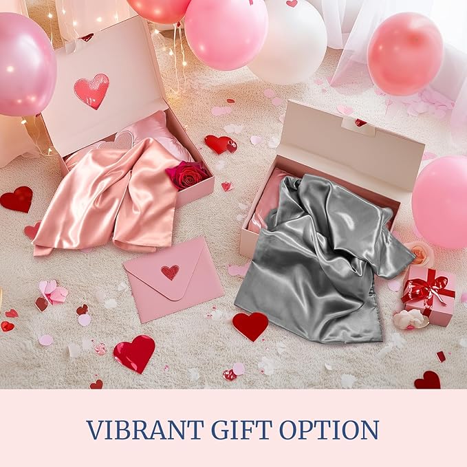 BEDELITE Satin Pillowcase for Hair and Skin, Super Soft and Cooling Similar to Silk Pillow Cases 2 Pack with Envelope Closure, Gift for Women Men(20"x30" Queen Size, Grey)